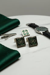 Green Enamel Square Cufflinks